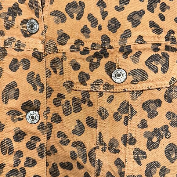 Abercrombie & Fitch Leopard Print Cropped Raw Edge Denim Jacket Size XS - Picture 5 of 12